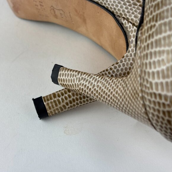Stuart Weitzman Lizard-Embossed Leather Peep Toe Pumps – Made in Spain. 7M - Picture 10 of 14